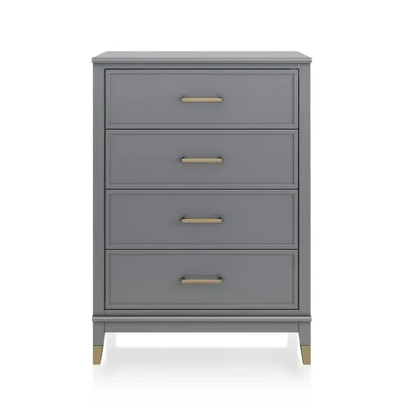 4-Drawer Chest with Gold Hardware - Graphite