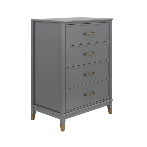 4-Drawer Chest with Gold Hardware - Graphite