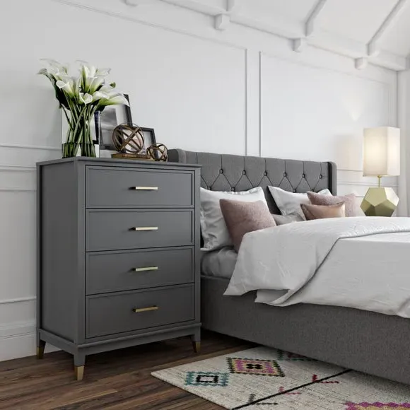4-Drawer Chest with Gold Hardware - Graphite image