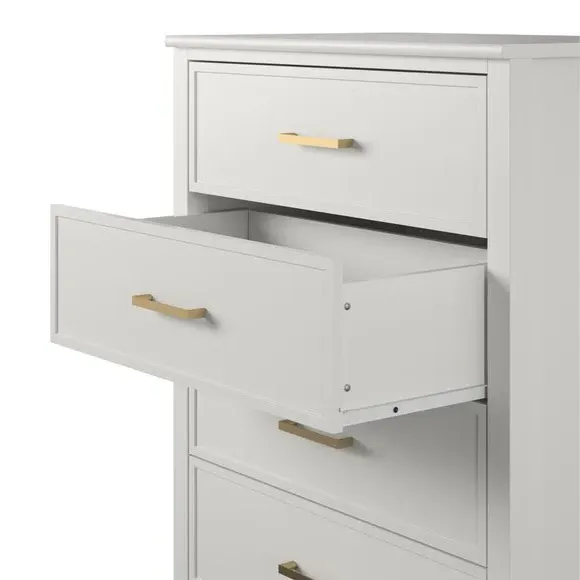 4-Drawer Chest with Gold Hardware - White