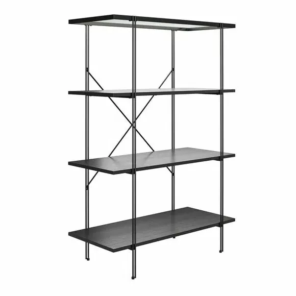 4-Shelf Bookcase - Black Oak