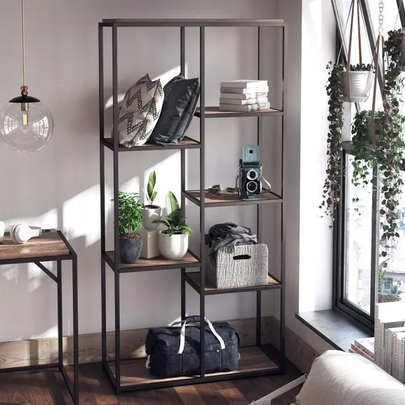 5-Shelf Bookcase Asymmetrical Design - Oak