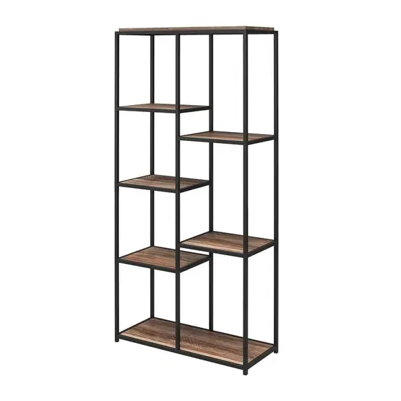 5-Shelf Bookcase Asymmetrical Design - Oak