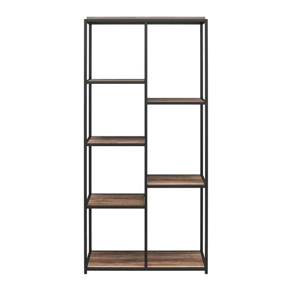 5-Shelf Bookcase Asymmetrical Design - Oak