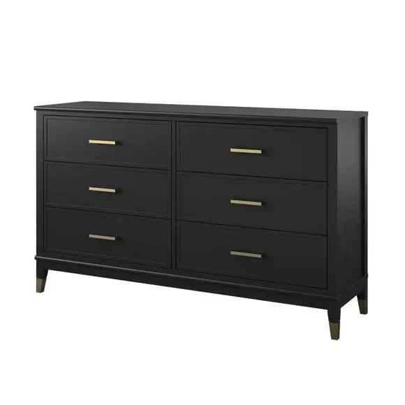 6-Drawer Chest with Gold Accents - Black