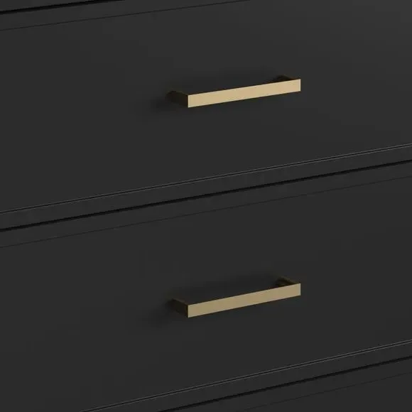 6-Drawer Chest with Gold Accents - Black
