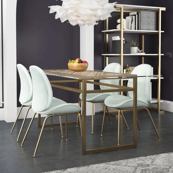 6-Seater Dining Table - Gold, Glass