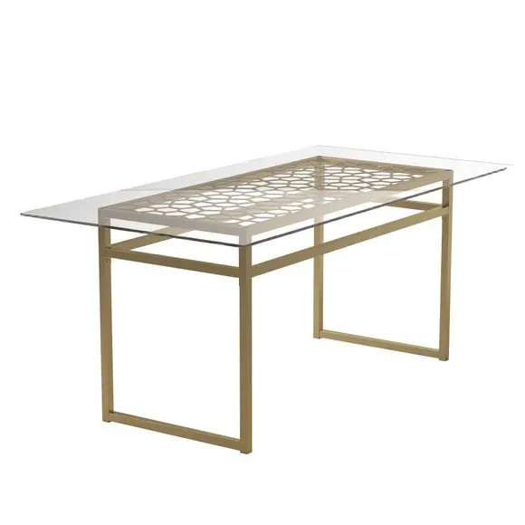 6-Seater Dining Table - Gold, Glass