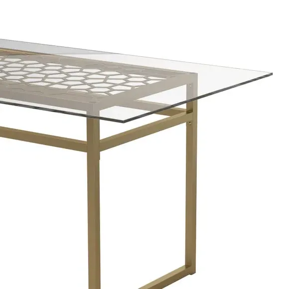 6-Seater Dining Table - Gold, Glass
