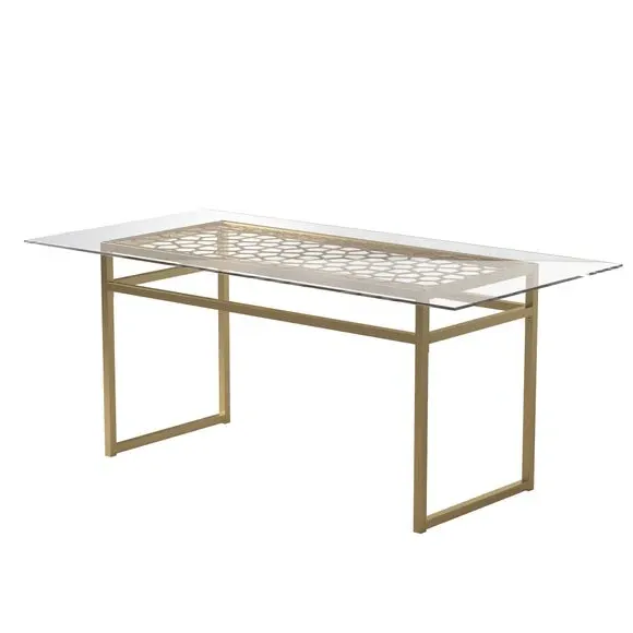 6-Seater Dining Table - Gold, Glass