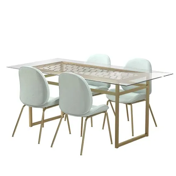 6-Seater Dining Table - Gold, Glass