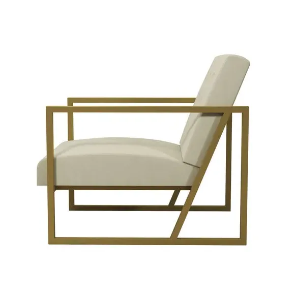 Accent Chair with Button Tufting - Ivory, Velvet