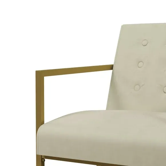 Accent Chair with Button Tufting - Ivory, Velvet