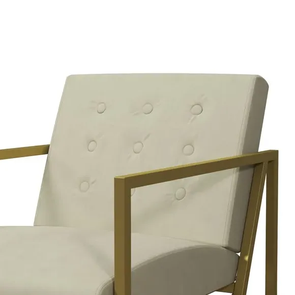 Accent Chair with Button Tufting - Ivory, Velvet