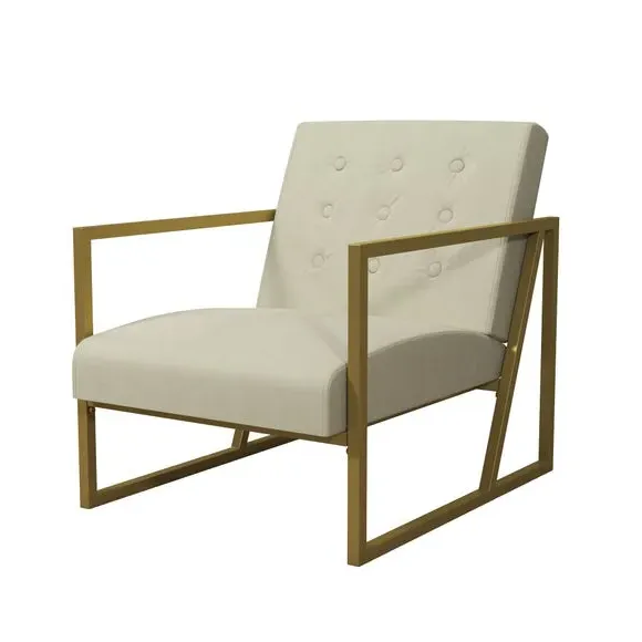 Accent Chair with Button Tufting - Ivory, Velvet image