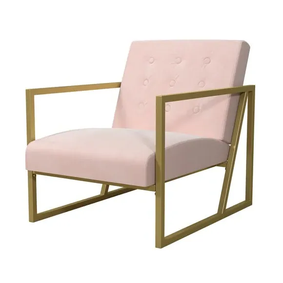 Accent Chair with Button Tufting - Pink, Velvet