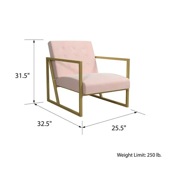 Accent Chair with Button Tufting - Pink, Velvet