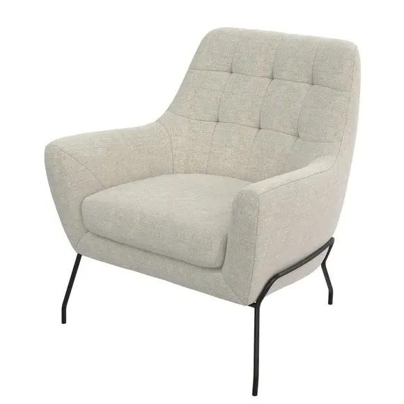 Accent Chair with Curved Arms - Beige, Fabric
