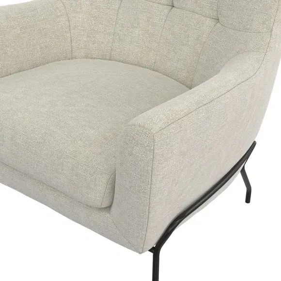 Accent Chair with Curved Arms - Beige, Fabric