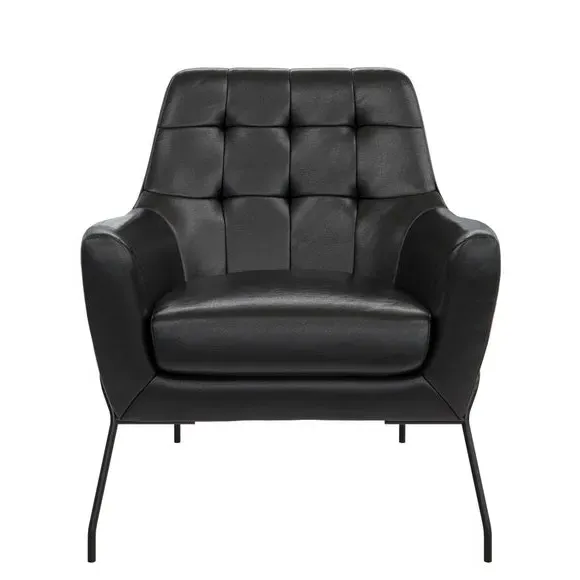 Accent Chair with Curved Arms - Black, Faux Leather