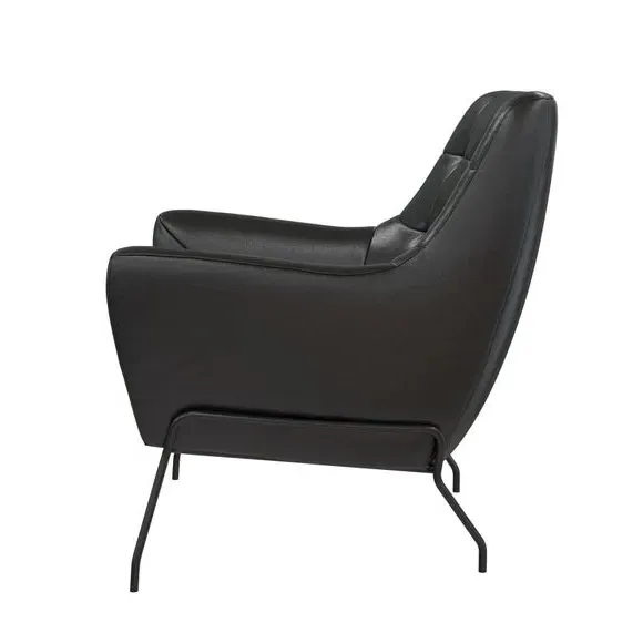 Accent Chair with Curved Arms - Black, Faux Leather
