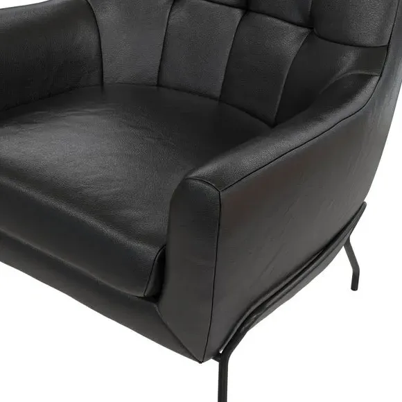 Accent Chair with Curved Arms - Black, Faux Leather