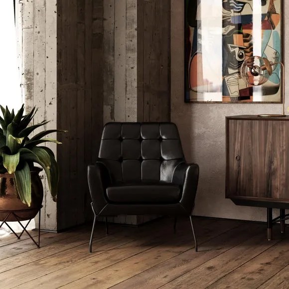 Accent Chair with Curved Arms - Black, Faux Leather image