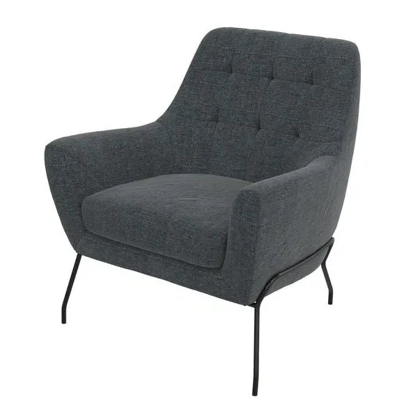 Accent Chair with Curved Arms - Charcoal, Fabric