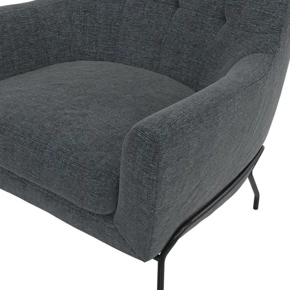 Accent Chair with Curved Arms - Charcoal, Fabric