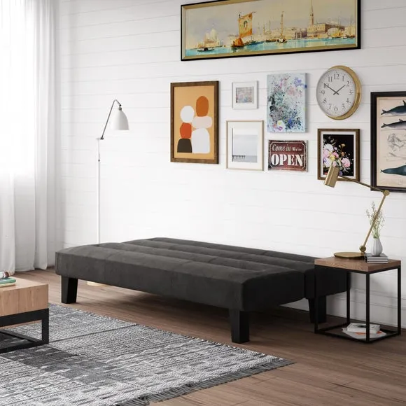 Compact Sofa Bed with Clic Clac - Black, Velvet