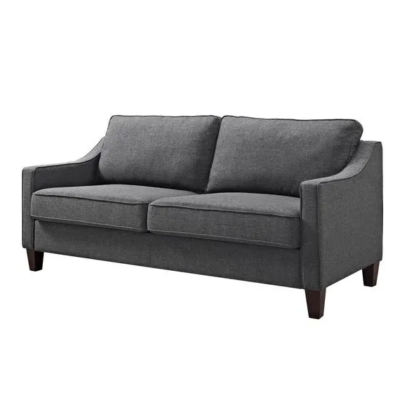 Compact Sofa with Sleigh Arms - Grey, Linen