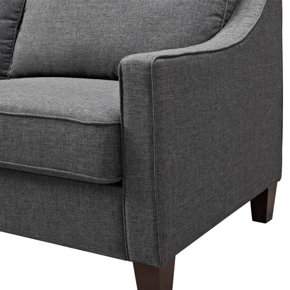 Compact Sofa with Sleigh Arms - Grey, Linen