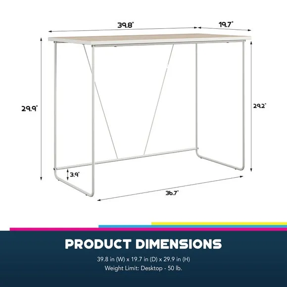 Computer Desk with White Legs - Natural, Wood