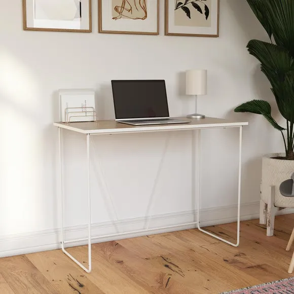Computer Desk with White Legs - Natural, Wood image