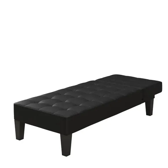 Convertible Chaise Lounge Sleeper - Black, Faux Leather