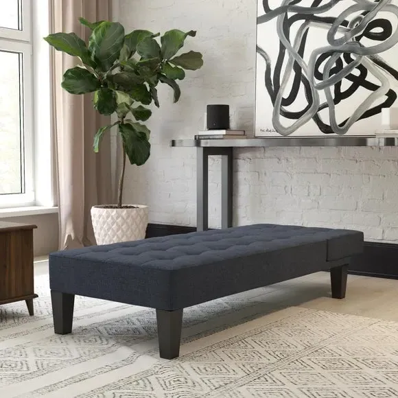 Convertible Chaise Lounge with Sleeper - Blue, Linen