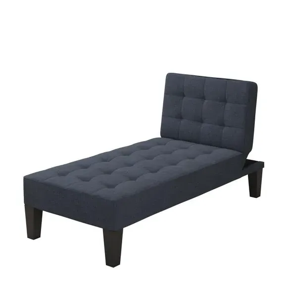 Convertible Chaise Lounge with Sleeper - Blue, Linen