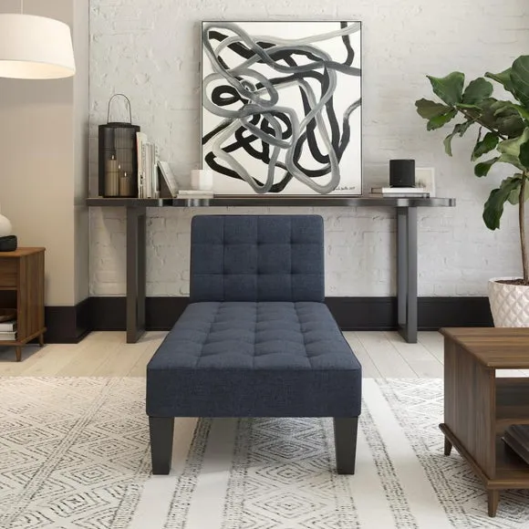 Convertible Chaise Lounge with Sleeper - Blue, Linen image