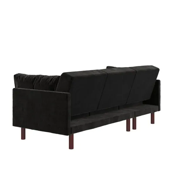 Corner Chaise Sofa Bed with Storage - Black, Velvet