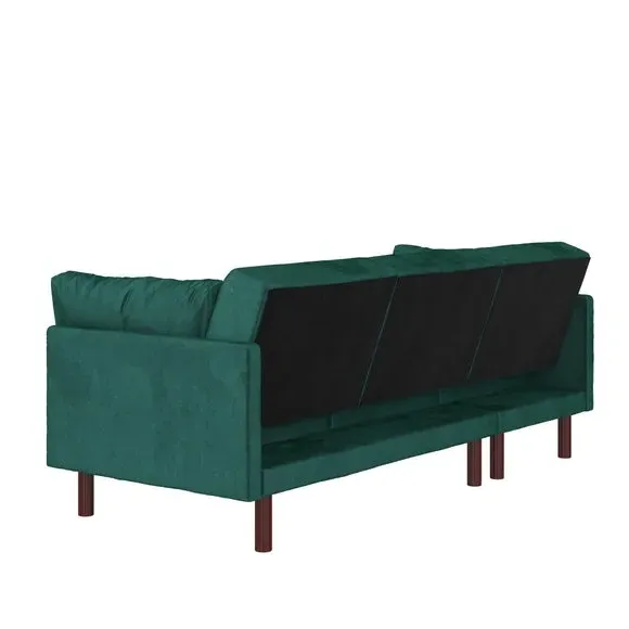 Corner Chaise Sofa Bed with Storage - Green, Velvet