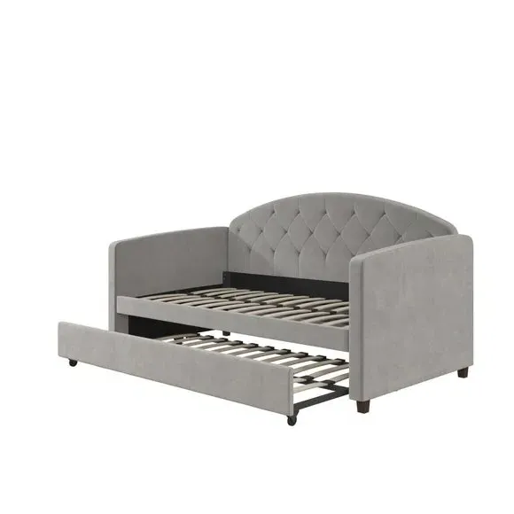 Daybed with Trundle - Grey, Velvet