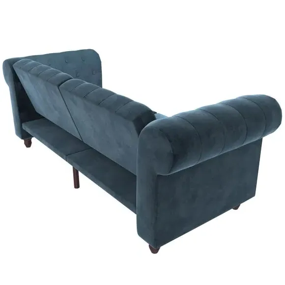 Double Chesterfield Sofa Bed - Blue, Velvet