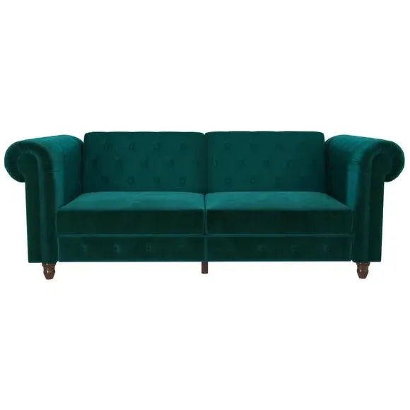 Double Chesterfield Sofa Bed - Teal, Velvet