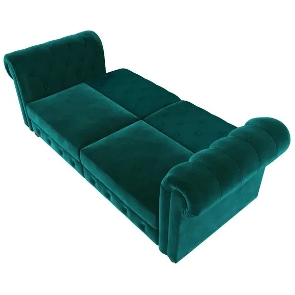 Double Chesterfield Sofa Bed - Teal, Velvet