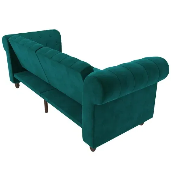 Double Chesterfield Sofa Bed - Teal, Velvet
