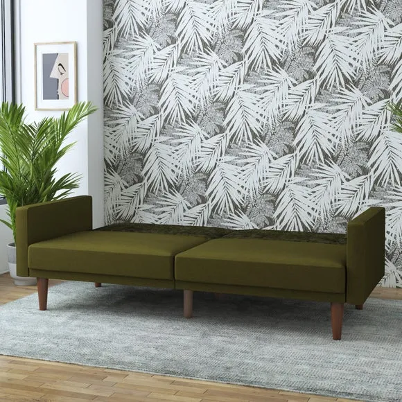 Double Futon with Split Back - Green, Linen
