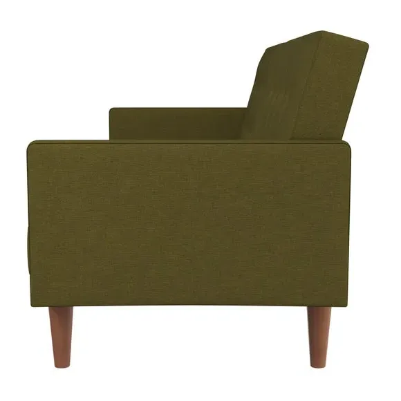 Double Futon with Split Back - Green, Linen