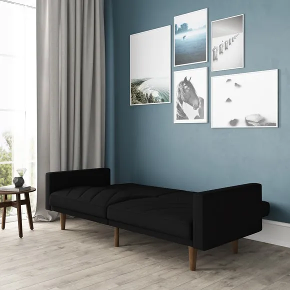 Double Sofa Bed with Split Back - Black, Linen