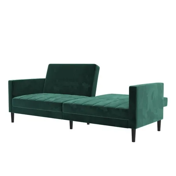 Double Sofa Bed with Split-Back - Green, Velvet
