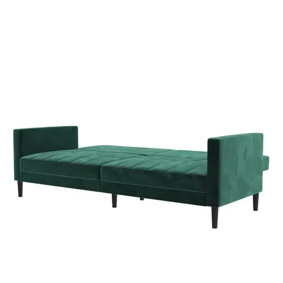Double Sofa Bed with Split-Back - Green, Velvet